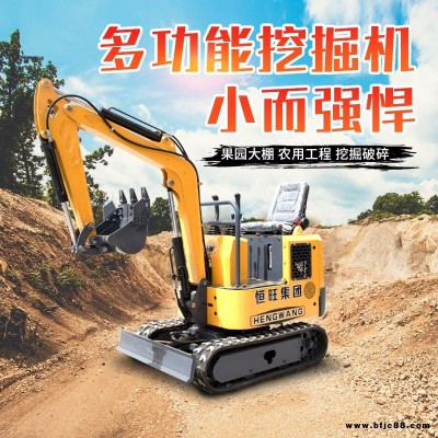 恒旺10小型挖掘機挖土機 室內破碎土地除草拆除廢墟多功能多范圍 微型挖掘機機動性強靈活敏捷