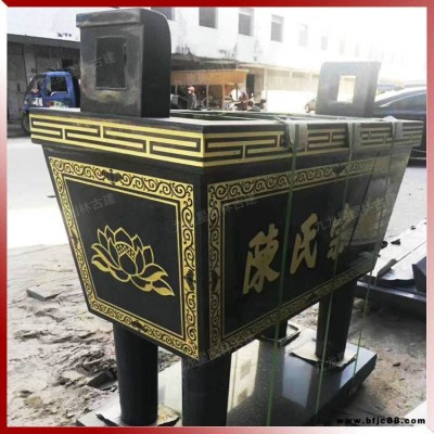 G654石雕鼎方型簡(jiǎn)易燒香爐村莊祖厝祭拜用的石雕香爐定制
