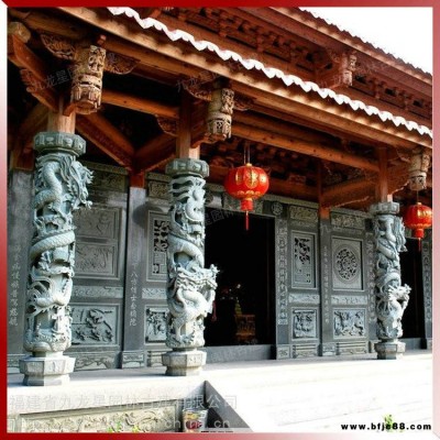 優質青石雕刻寺廟石雕龍柱福建石雕龍柱廠家有售
