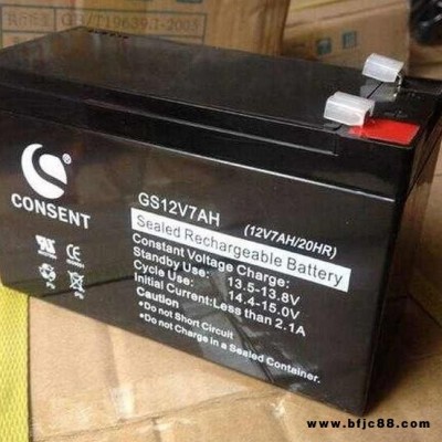 CONSENT光盛蓄電池GS12V7AH鉛酸12V7AH/20HR電子秤直流屏卷閘門音響LED燈報警器UPS專用售后無憂