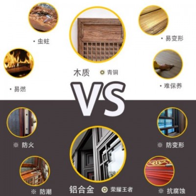 85隱紗新品中式仿古鋁合金斷橋鋁徽派四合院別墅復(fù)古門窗