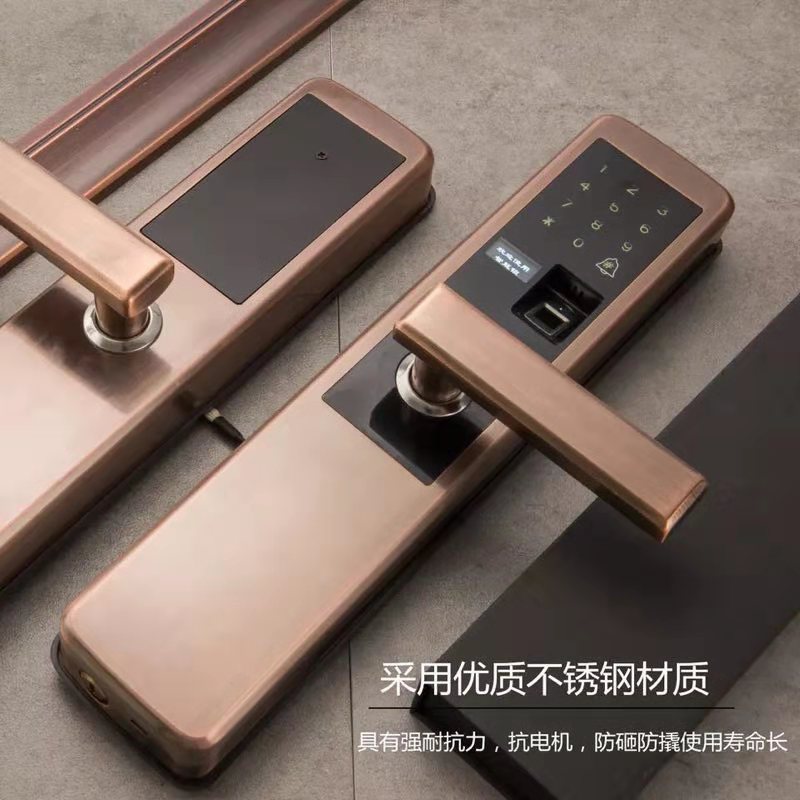 家用防盜門指紋鎖WDUNM指紋密碼刷卡微信解鎖不銹鋼智能鎖示例圖3