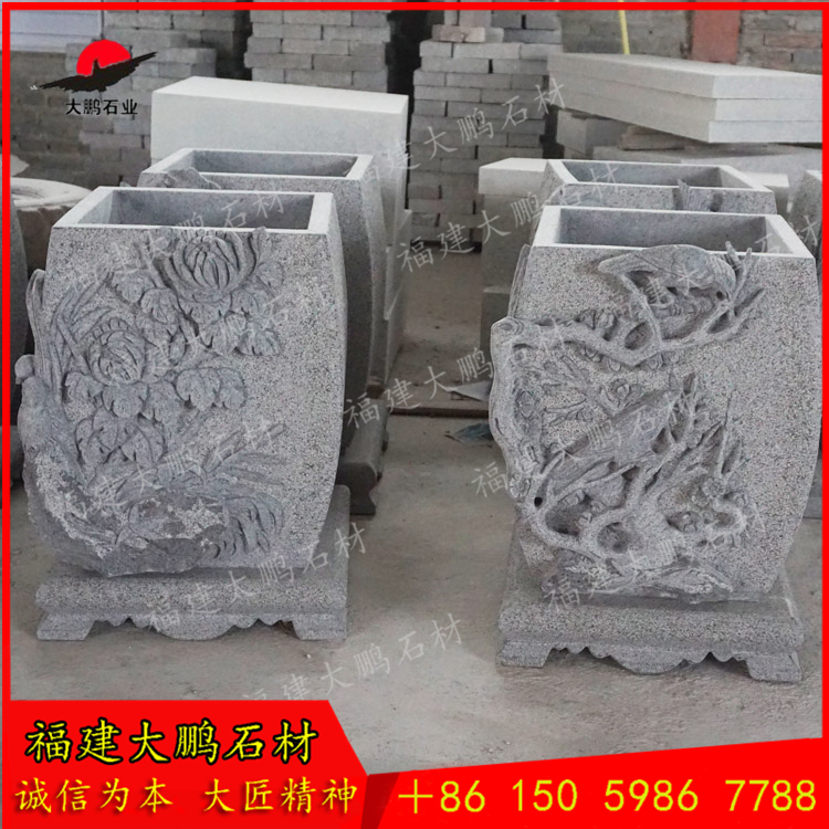 惠安石雕花盆廠 園林景觀石雕花缽廠家 石雕水缽圖片設計 福建石雕大鵬石材