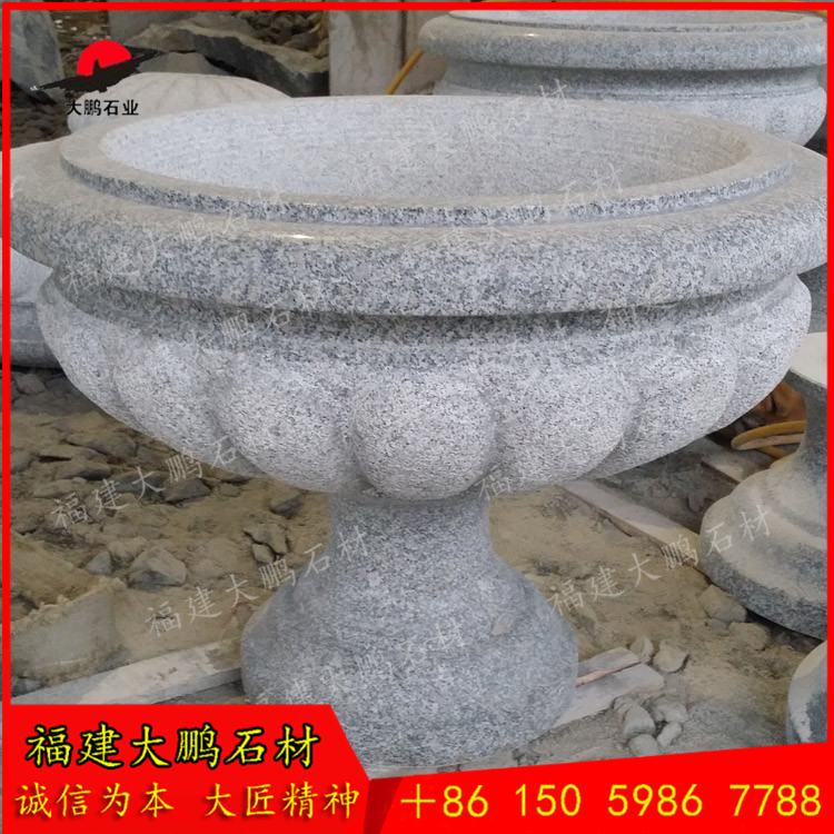 惠安石雕花盆廠 園林景觀石雕花缽廠家 石雕水缽圖片設計 福建石雕大鵬石材
