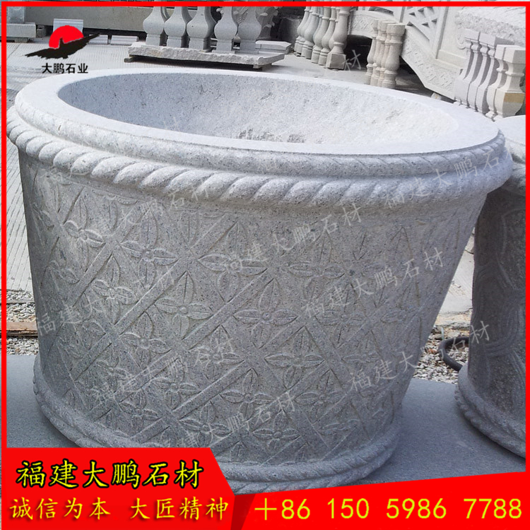 惠安石雕花盆廠 園林景觀石雕花缽廠家 石雕水缽圖片設計 福建石雕大鵬石材