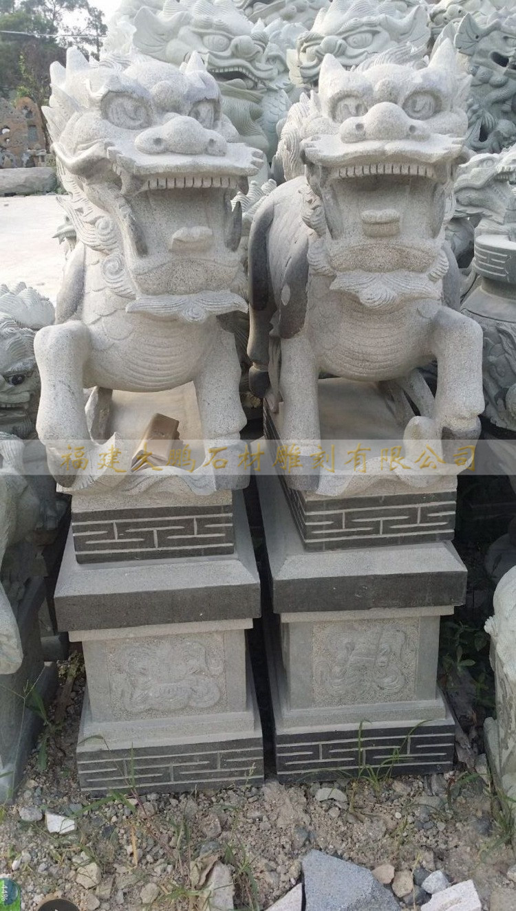 惠安廠家定制石雕麒麟 看門擺件瑞獸石雕一對 傳統(tǒng)中式石雕麒麟示例圖15