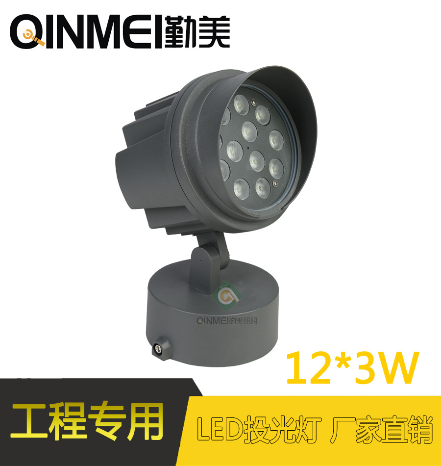 供應12*3W科銳燈珠LED投光燈/27W大功率投光燈/外墻防水射燈示例圖1