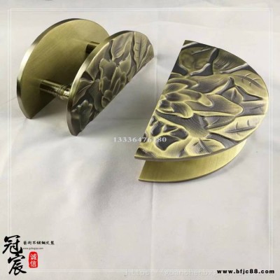 酒店玫瑰金不銹鋼拉絲圓管玻璃大門拉手廠家報價
