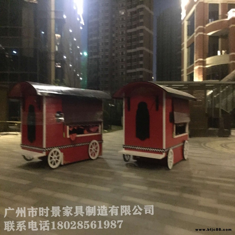 實木小吃推車奶茶推車 移動實木花車 小吃車時景家具訂制