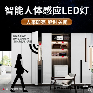 led人體感應(yīng)燈 鞋柜玄關(guān)燈條餐柜酒柜衣柜層板燈帶展柜櫥柜燈定制