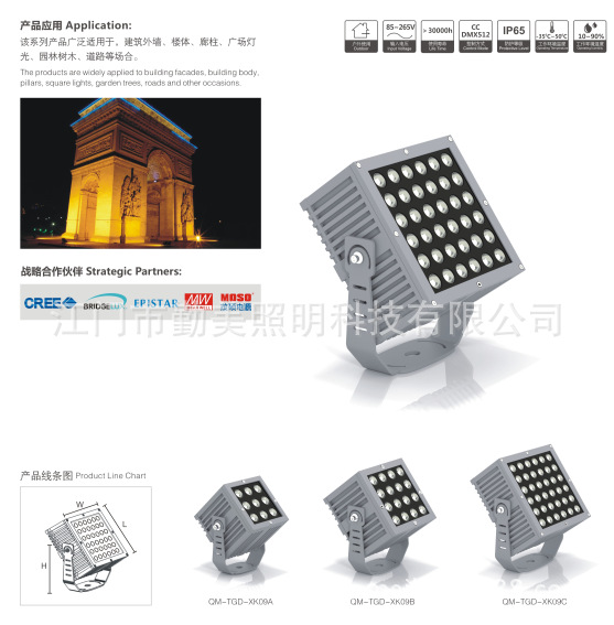 供應18*3W聚光LED投光燈/54W聚光LED防水投光燈/8度窄光投光燈示例圖2