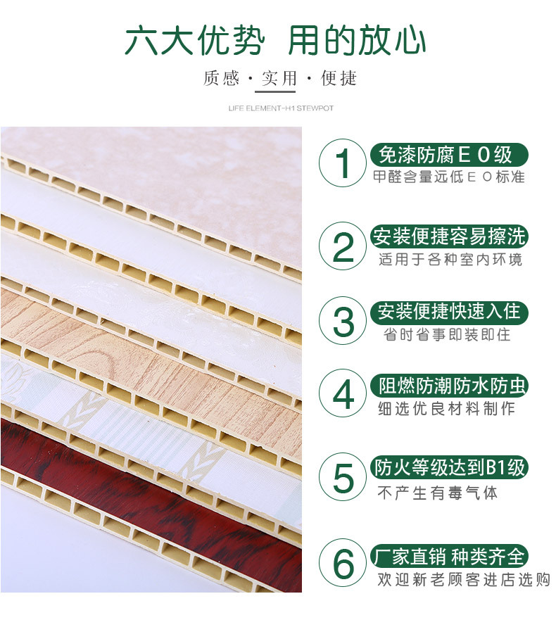 廠家直銷竹木纖維板集成墻板pvc整裝快裝墻板生態木扣板400護墻板示例圖4