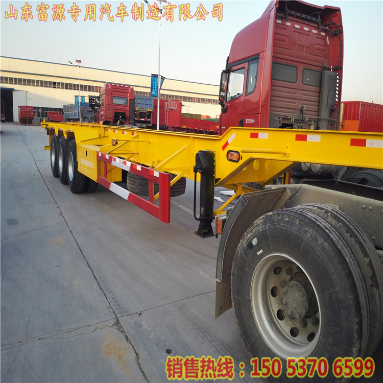 骨架式集裝箱半掛車(chē) 危化品罐箱骨架運(yùn)輸車(chē) 集裝箱龍骨式車(chē)盤(pán)架子
