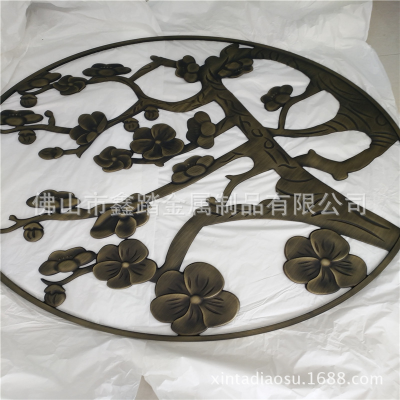 拉絲青古銅鋁板鏤空雕花背景墻隔斷廠家報價 雙面效果示例圖5