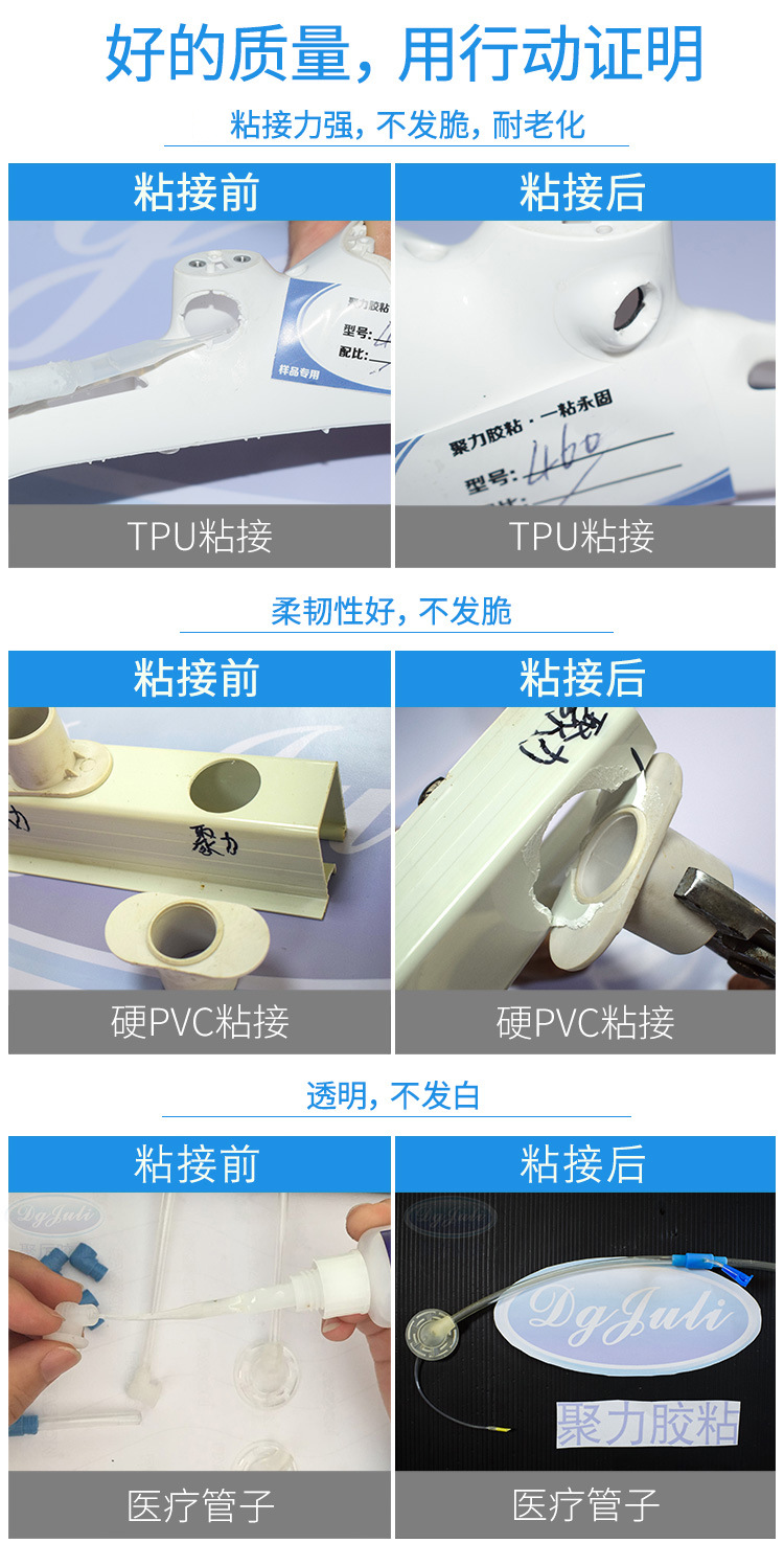 聚力JL-460無白化快干膠水高強度粘接塑料透明無氣味不發白瞬間膠示例圖5