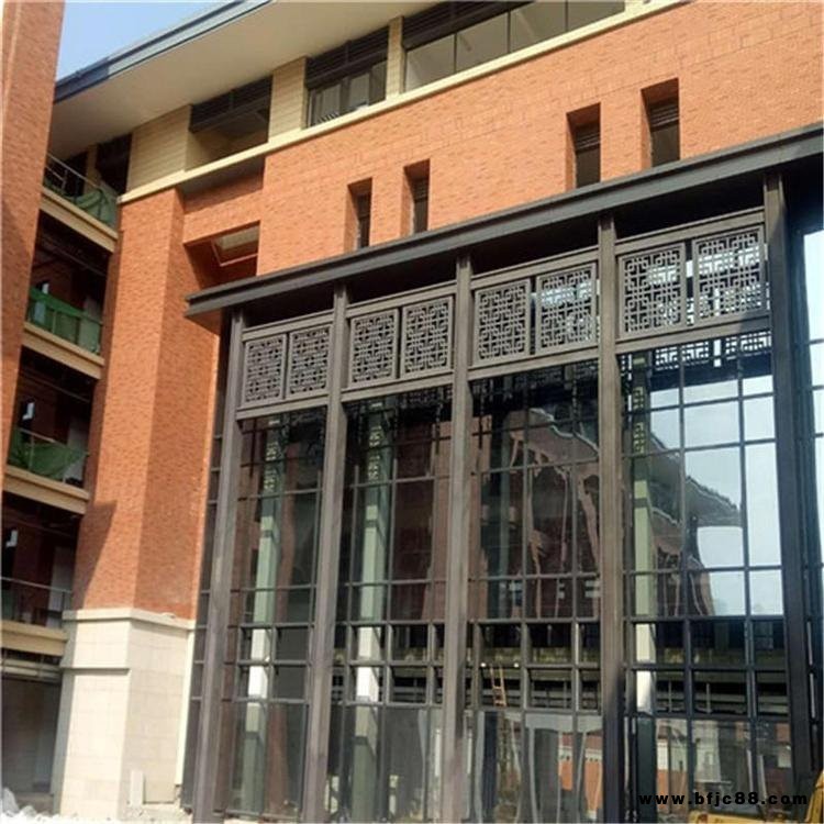 金億外墻鋁窗花格柵 /酒店門頭仿古鋁窗花格柵 質量保證金億鋁方管格柵窗花