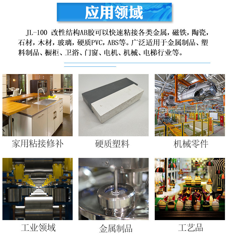 聚力JL-100改性丙烯酸AB膠代替哥倆好粘金屬陶瓷木材強力快干AB膠示例圖8